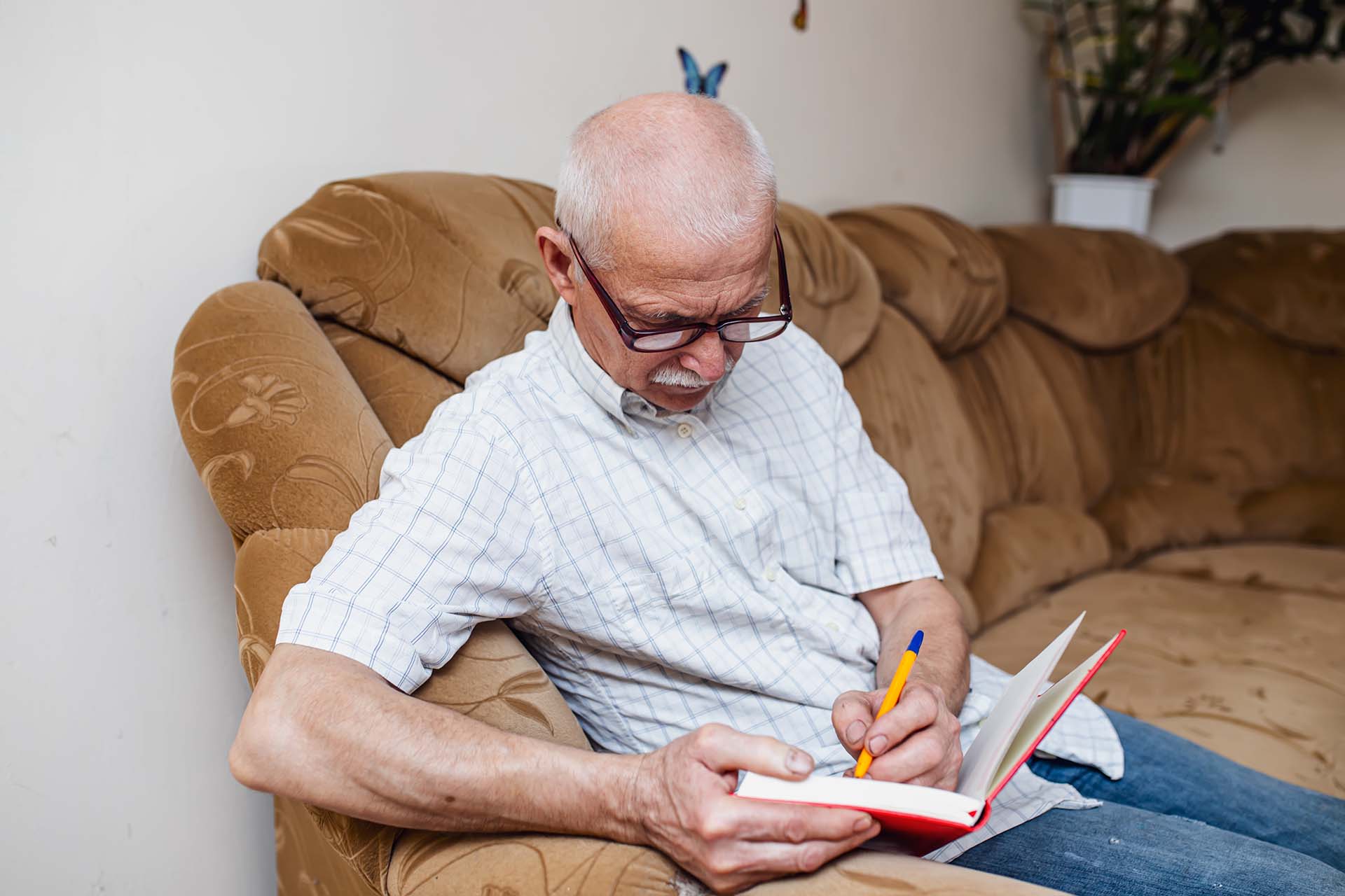 old-man-writes-data-in-a-notebook-while-sitting-on-2024-12-05-17-32-31-utc
